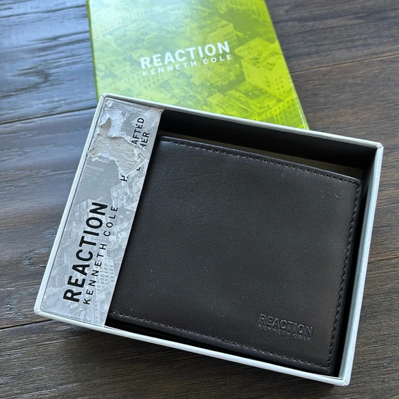 Reaction Kenneth Cole Genuine Leather Brown Wallet/Card/ID/bill holder, slim fit - Picture 1 of 8